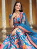 Amazing Blue Floral Printed Art Silk Sangeet Wear Lehenga Choli