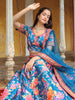 Amazing Blue Floral Printed Art Silk Sangeet Wear Lehenga Choli