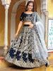 Enchanting Navy Blue Embroidered Velvet Wedding Lehenga Choli