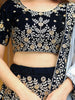 Enchanting Navy Blue Embroidered Velvet Wedding Lehenga Choli