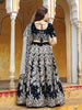 Enchanting Navy Blue Embroidered Velvet Wedding Lehenga Choli