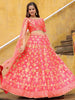 Beautiful Peach Embroidered Silk Wedding Lehenga Choli With Dupatta