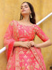 Beautiful Peach Embroidered Silk Wedding Lehenga Choli With Dupatta