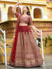 Gorgeous Maroon Sequins Silk Bridal Lehenga Choli With Dupatta