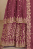 Alluring Pink Sequins Chinon Event Wear Palazzo Suit