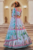 Wonderful Powder Blue Printed Art Silk Wedding Lehenga Choli