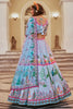 Wonderful Powder Blue Printed Art Silk Wedding Lehenga Choli