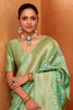 Winning Pista Green Zari Weaving Silk Festival Wear Saree With Blouse