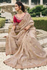 Lavish Cream Zari Weaving Tissue Silk Wedding Wear Saree With Blouse