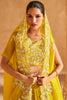 Beautiful Yellow Hand Work Chinon Haldi Wear Lehenga Choli With Jacket