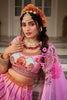 Stunning Pink Printed Art Silk Wedding Lehenga Choli With Dupatta