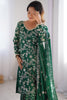 Lovely Green Thread Work Chinon Mehendi Wear Sharara Suit With Dupatta