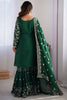 Lovely Green Thread Work Chinon Mehendi Wear Sharara Suit With Dupatta
