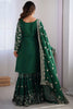 Lovely Green Thread Work Chinon Mehendi Wear Sharara Suit With Dupatta