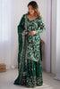 Lovely Green Thread Work Chinon Mehendi Wear Sharara Suit With Dupatta