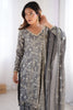 Delightful Grey Sequins Chinon Event Wear Sharara Suit With Dupatta
