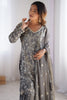 Delightful Grey Sequins Chinon Event Wear Sharara Suit With Dupatta