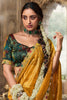 Surprising Mustard Yellow Border Work Tissue Silk Haldi Wear Saree