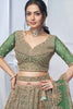 Charming Green Embroidered Net Mehendi Wear Lehenga Choli