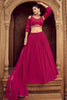 Lovely Rani Pink Embroidered Georgette Engagement Wear Lehenga Choli