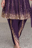 Amazing Purple Sequins Silk Wedding Wear Dhoti Suit With Dupatta