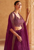 Ravishing Wine Hand Work Chinon Party Wear Lehenga Choli With Jacket