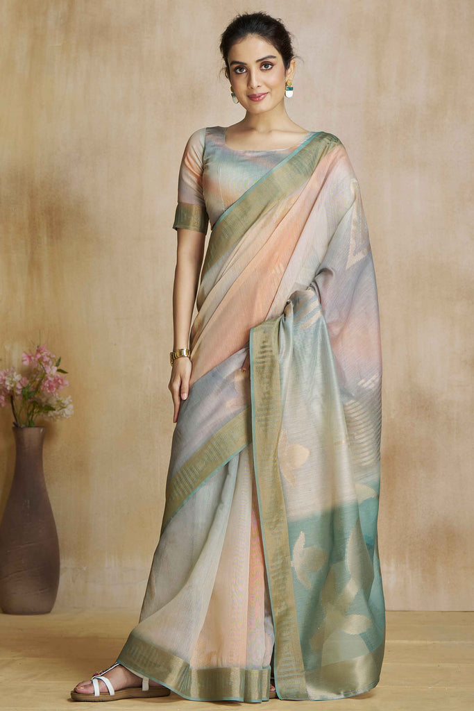 Winsome Multi-Color Digital Printed Silk Event Wear Saree With Blouse