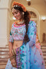 Wonderful Powder Blue Printed Art Silk Wedding Lehenga Choli