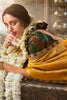 Surprising Mustard Yellow Border Work Tissue Silk Haldi Wear Saree