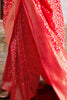 Shocking Red Zari Weaving Silk Festival Wear Saree With Blouse