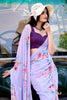 Precious Lavender Floral Printed Crepe Casual Wear Saree With Blouse