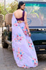 Precious Lavender Floral Printed Crepe Casual Wear Saree With Blouse