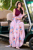 Lovely Light Pink Floral Printed Crepe Casual Wear Saree With Blouse