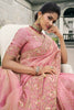 Awesome Dusty Pink Sequins Work Tissue Silk Reception Wear Saree