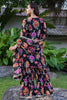 Alluring Black Floral Printed Georgette Festival Wear Palazzo Suit