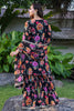 Alluring Black Floral Printed Georgette Festival Wear Palazzo Suit