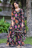 Alluring Black Floral Printed Georgette Festival Wear Palazzo Suit