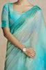 Lovely Aqua Blue Digital Printed Silk Event Wear Saree With Blouse