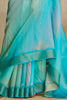 Lovely Aqua Blue Digital Printed Silk Event Wear Saree With Blouse