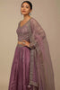 Outstanding Dark Mauve Sequins Georgette Party Wear Lehenga Choli
