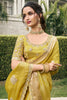 Fabulous Mustard Yellow Zari Woven Tissue Silk Function Wear Saree