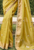 Fabulous Mustard Yellow Zari Woven Tissue Silk Function Wear Saree