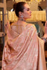 Beautiful Peach Zari Weaving Satin Silk Traditional Saree With Blouse