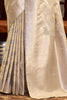 Attractive Beige Zari Weaving Satin Silk Festival Wear Saree