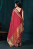 Glamorous Red Beads Work Jacquard Festival Wear Saree With Blouse