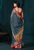 Adorable Blue Beads Work Jacquard Festival Wear Saree With Blouse