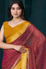 Lovely Maroon Beads Work Jacquard Event Wear Saree With Blouse