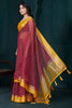Lovely Maroon Beads Work Jacquard Event Wear Saree With Blouse