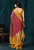 Lovely Maroon Beads Work Jacquard Event Wear Saree With Blouse