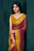 Lovely Maroon Beads Work Jacquard Event Wear Saree With Blouse